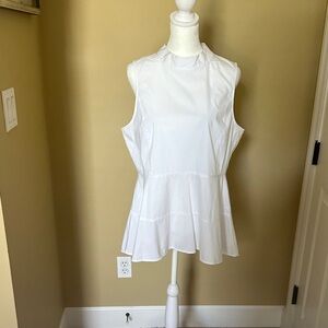 Ivanka Trump White Sleeveless Peplum Blouse